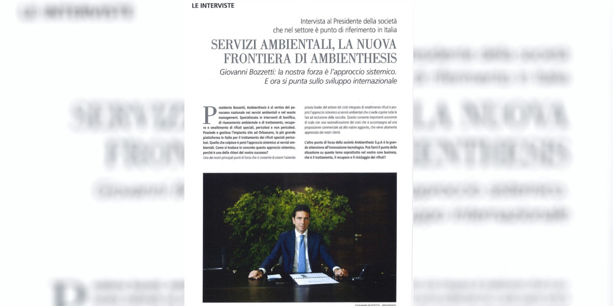 Giovanni Bozzetti - Servizi ambientali, la nuova frontiera di Ambienthesis